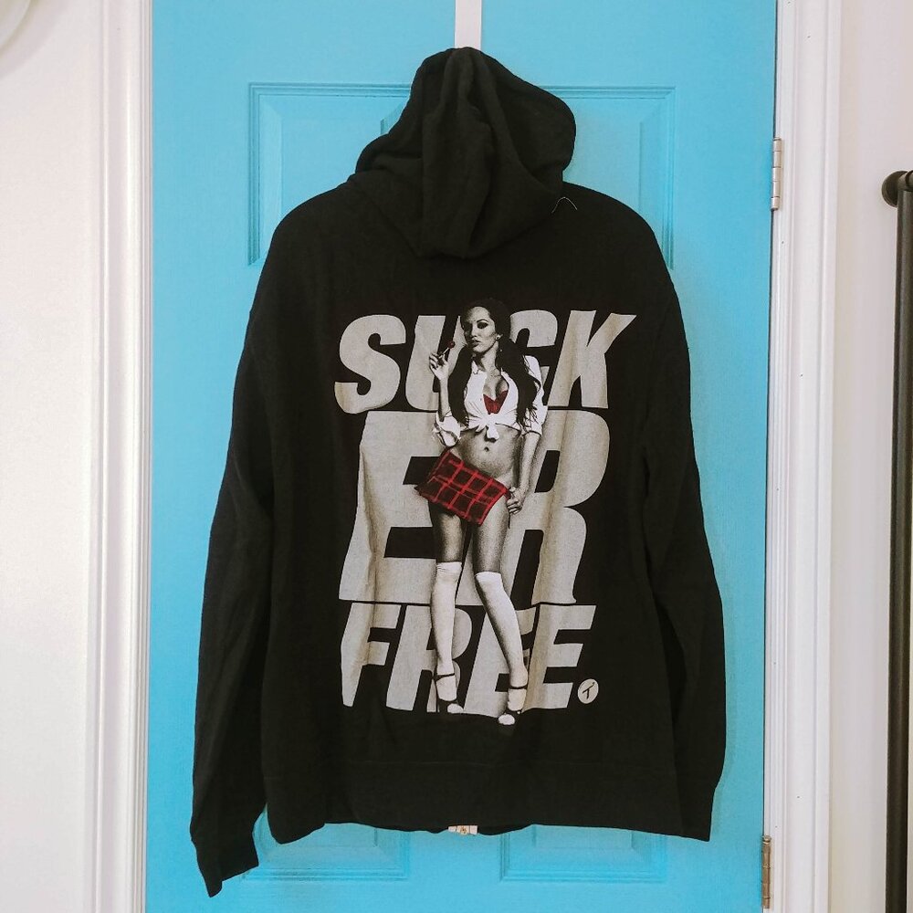 Two In The Shirt Black Zip-Up Hoodie